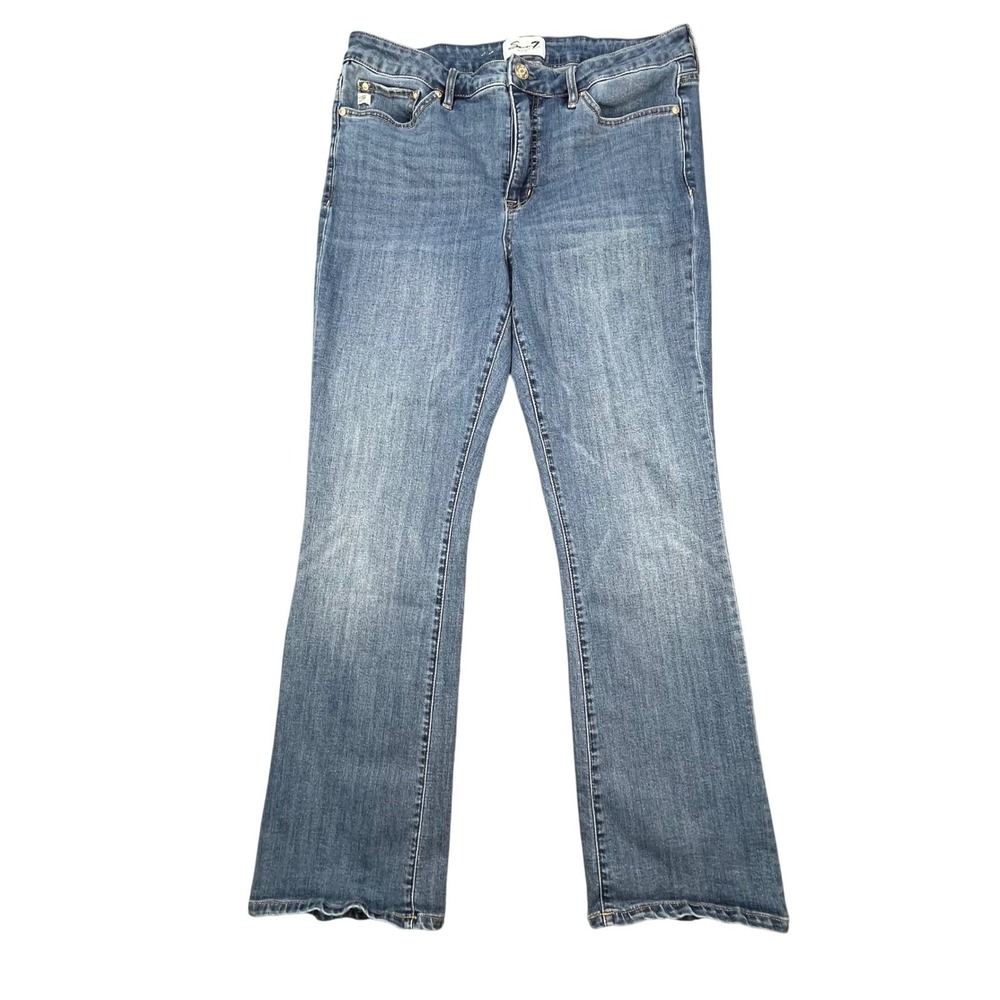 Seven7 Blue High Rise Slim Bootcut Faded Denim Jeans Women 12
